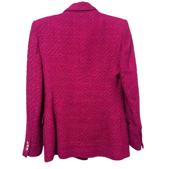 NEW Zara Fuschia Pink Double Breasted Textured Tweed Blazer Jacket M - Picture 7 of 8